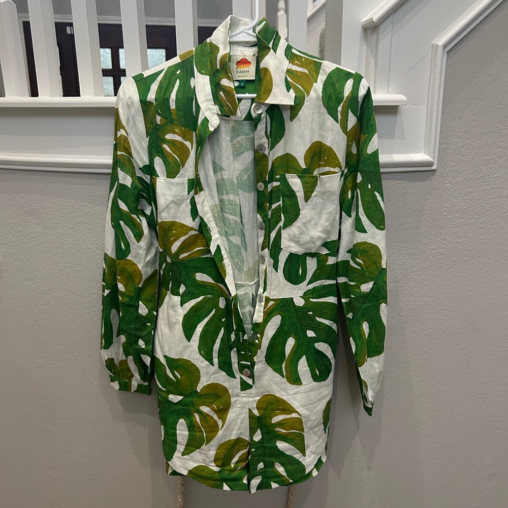 FARM Rio Green Leaf Print Jumpsuit